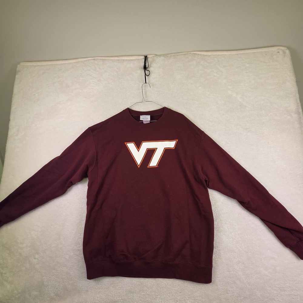 Champion Virginia Tech VT Sweatshirt Mens XL Maroon Crewneck Pullover Fleece